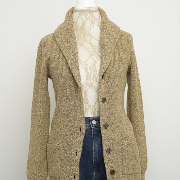 LRL Lauren Jeans Cardigan, Size 6-8, Beige melange - Picture 2 of 8